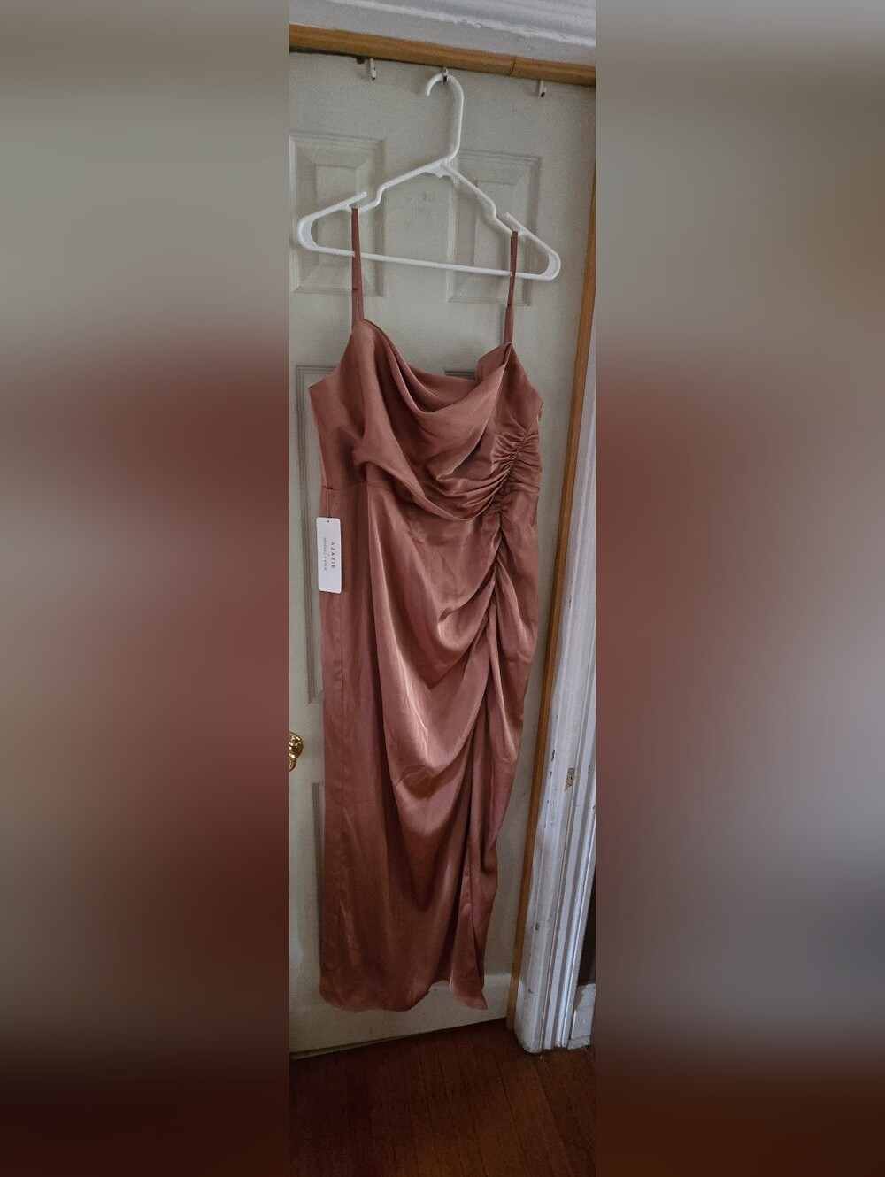 Elegant Ruched Tan Dress